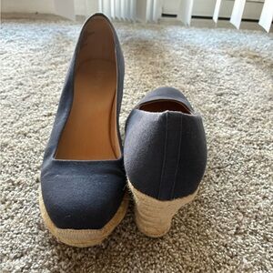 Jcrew Classic Navy Espadrille Wedges - Women's Canvas Heels